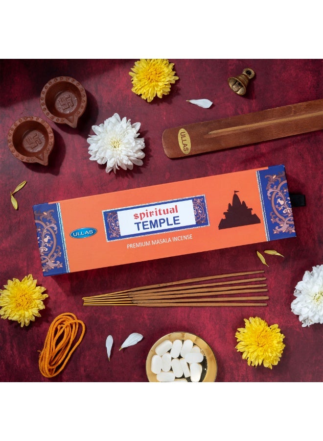 Ullas Spiritual Temple Agarbathi Premium Masala Incense Sticks with Woody Fragrance (80 Sticks) With Stick Holder - Image 2